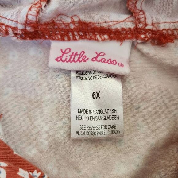 Little Lass girls 6x autumn floral burnt orange button up faux fur hooded jacket - Picture 2 of 7